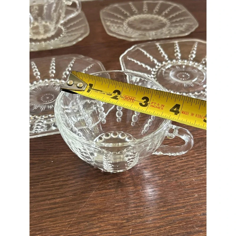 VTG Federal Glass Teacup, Saucer And Desert Plate‎ Columbia 1940s Depression 2